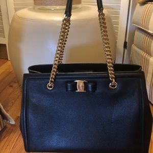 Ferragamo Melike Black Calfskin Tote